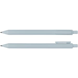 A set of grey ballpoint pens with clip and retractable design, featuring a simple and minimalist style.