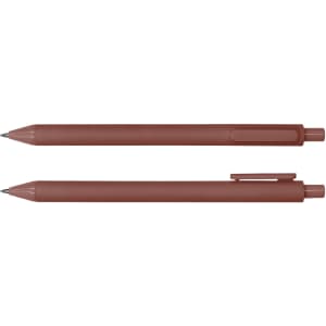 A brown Virgo ballpoint pen, featuring a sleek design and a clip for easy attachment. It has a smooth writing tip.