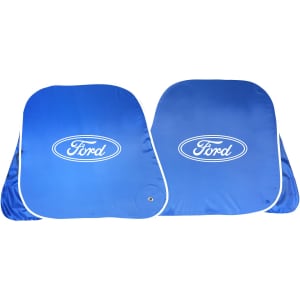 A blue Ezi-Fold Sunshade with a logo, featuring a foldable design suitable for leisure and outdoor use.
