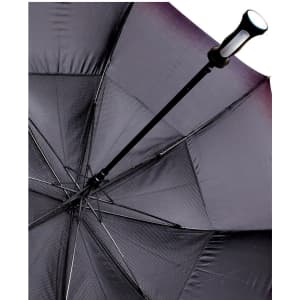 A black auto golf umbrella with a sturdy handle and a mesh lining for durability.