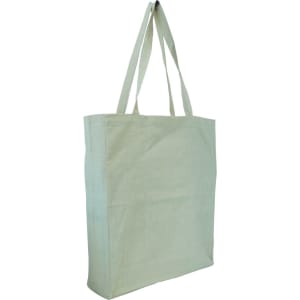 A large natural hemp tote bag in a light beige colour with two shoulder straps and a simple design.
