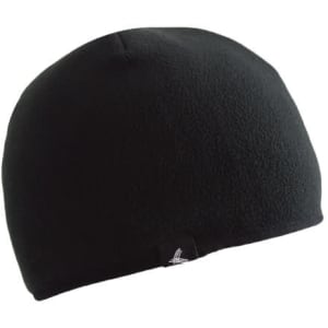 A black thermal beanie with a sleek design and a small logo on the side.