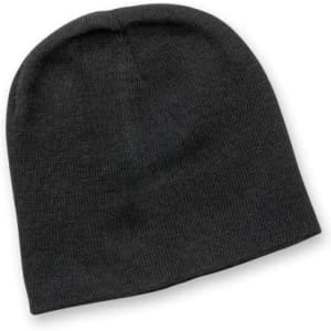 A black plush merino beanie with a soft, textured surface and a fitted design.