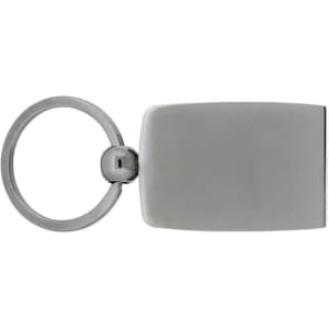 A sleek silver carbon fibre keychain with a round attachment ring and a rectangular body.