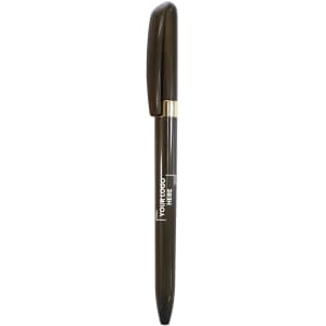 A metal pen in a dark green finish with a gold accent and a cap. It features a logo on the barrel.