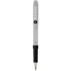 A grey and black pen with a textured grip and a branding logo. It is part of the writing category.