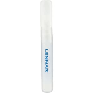 A 10ml sanitiser spray bottle in clear plastic with a white spray nozzle and a logo on the front.