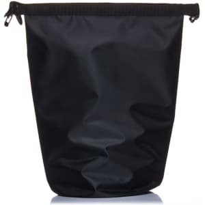A black 5L dry bag with a textured surface and a secure top closure. It has a logo.
