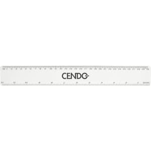 A clear plastic ruler measuring 30cm, featuring black measurement markings and a logo.