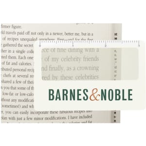 A pocket ruler magnifier with sleeve, featuring a clear design and a logo underneath, mainly in white and green.