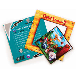 A magnetic photo frame featuring a colourful design with animated characters, including a border of playful imagery.