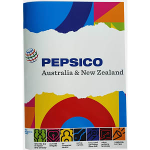 A4 colouring book featuring vibrant multicoloured designs and a logo, intended for fun and creativity.