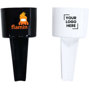 A black and a white Sand Spike, featuring a logo on the black version, with a placeholder for branding on the white version.