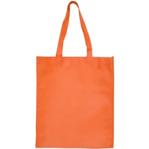 An orange large shopping tote bag with a gusset, featuring two handles and a plain design.