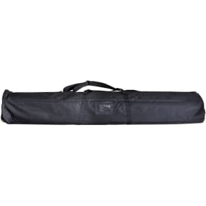A black carry bag for a roll-up banner, featuring a handle for easy transportation.
