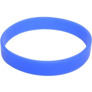 A blue silicone wristband featuring a logo, suitable for promotional events and exhibitions.