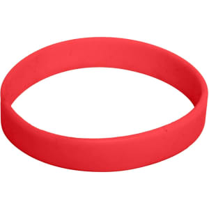 A red silicone wristband featuring a logo, designed for exhibitions and events.