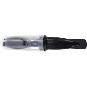 A promotional product featuring a black and clear slice set with a logo on the side.