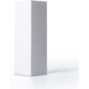 A tall, rectangular white aerator with a smooth finish and a minimalist design, featuring a logo.
