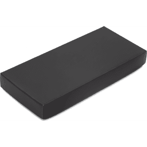 A rectangular black box with a smooth finish, designed for packaging or presentation.
