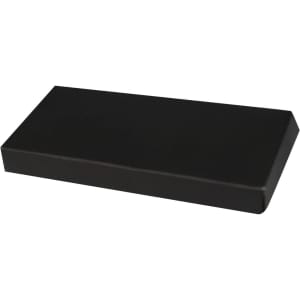 A black rectangle keychain displayed on a flat surface, presented in a sleek box.
