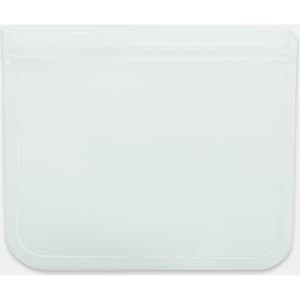 A clear PEVA reusable food storage bag with a zip closure, measuring 21.5 cm x 18 cm. Ideal for various storage needs.