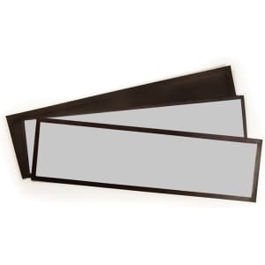 Three rectangular bar runners in black, featuring a grey surface, arranged on a light background.
