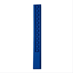 A blue 30cm Popper Ruler with popping buttons along one side, featuring a logo.