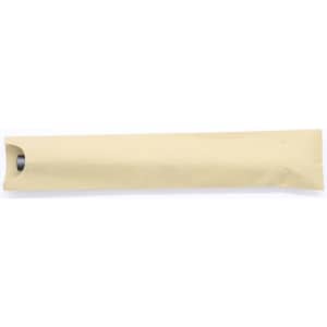 A brown paper packaging tube with a rounded end, containing a pen.