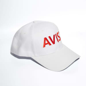 A white baseball cap with a curved visor and a branded logo on the front. It features a ripstop fabric design.
