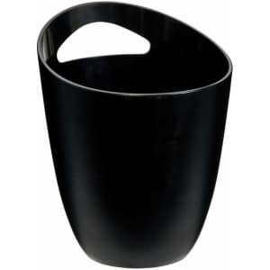 A black ice bucket with a curved handle and a sleek design, ideal for keeping drinks cool.