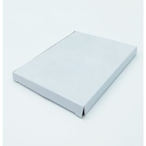 A white rectangular box with a flat lid, featuring a clean, minimalist design.