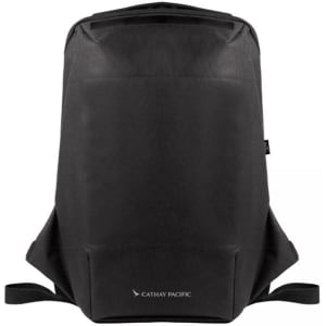 A black ECO NOVA computer backpack with adjustable straps and a logo on the front.