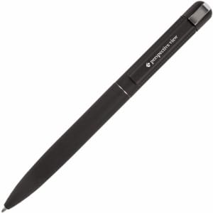 A metal Bullet Pen in black with a sleek design and a logo on the barrel.