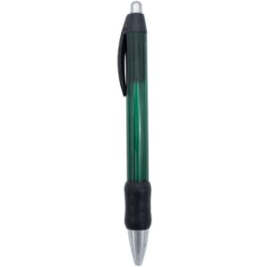 A green Widebody Chrome Grip Pen featuring a black rubber grip and a silver nib, with a logo on the barrel.