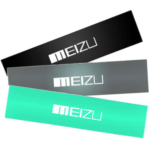 Three glossy paper stickers in black, grey, and teal, featuring a logo. Each sticker measures 75 x 210mm.