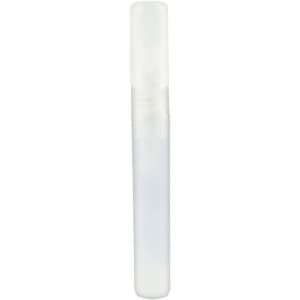 A clear, 10ml sanitiser spray bottle with a white spray nozzle and a smooth surface. It features branding on the bottle.