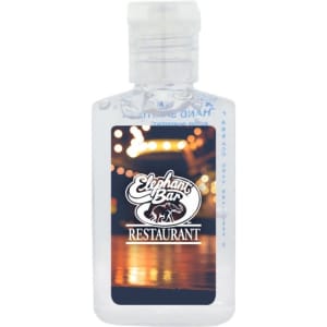 A clear 30ml hand sanitiser gel containing 75% ethyl alcohol, featuring a logo on the front.