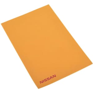 An orange chamois towel with a branding logo in the corner. Suitable for personal use.