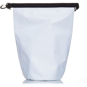 A white 5L dry bag with a black closure, featuring a simple design and a logo.