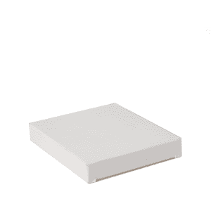 A white power bank with a sleek, slim design, featuring a smooth surface and a logo.