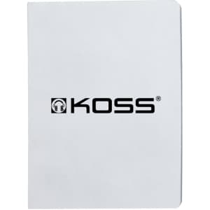 A grey notebook with blank pages, featuring a branded logo on the cover.