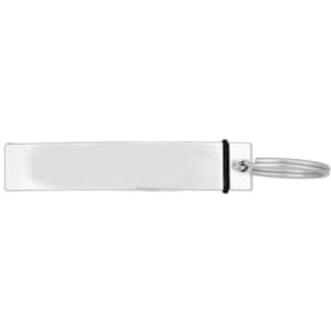 A drink bottle opener in silver with a circular metal attachment, featuring a sleek and minimalist design.