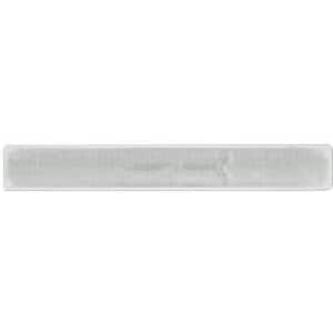 A reflective slap wristband in a light grey colour, featuring a logo or branding.