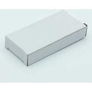 A white rectangular box with a flap closure, suitable for packaging a product.