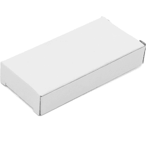 A plain white cardboard box with a rectangular shape and no visible markings or branding.