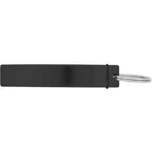A drink bottle opener in sleek black, featuring a simple rectangular design and a keyring attachment.