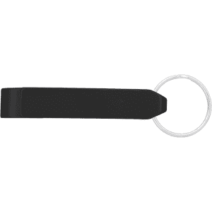 A drink bottle opener in a sleek black design, featuring a keyring attachment.