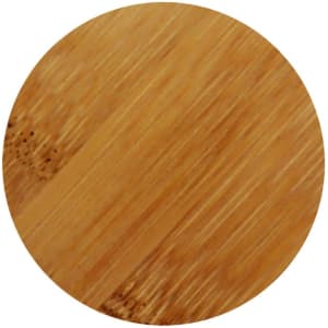 A round bamboo bottle opener with a smooth, natural wood finish. It features a simple, circular design.