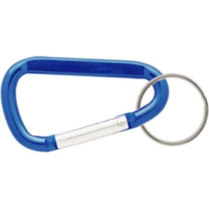 A blue 60mm carabiner with a silver keyring attachment, featuring a simple design and a logo.